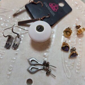 Bundle of Bronze, Silver Dangle and Gold Post Earrings